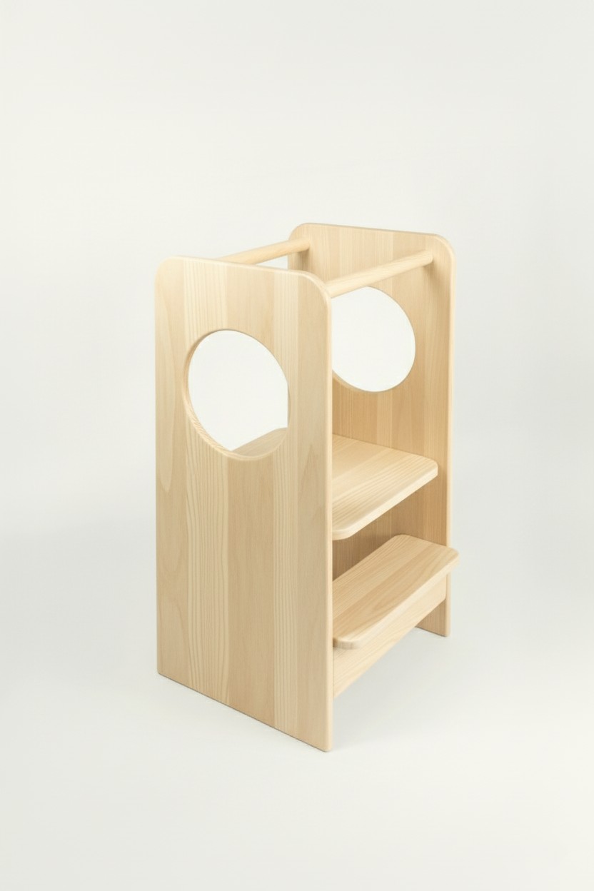 Torre de aprendizaje Montessori Bambai madera natural montaje