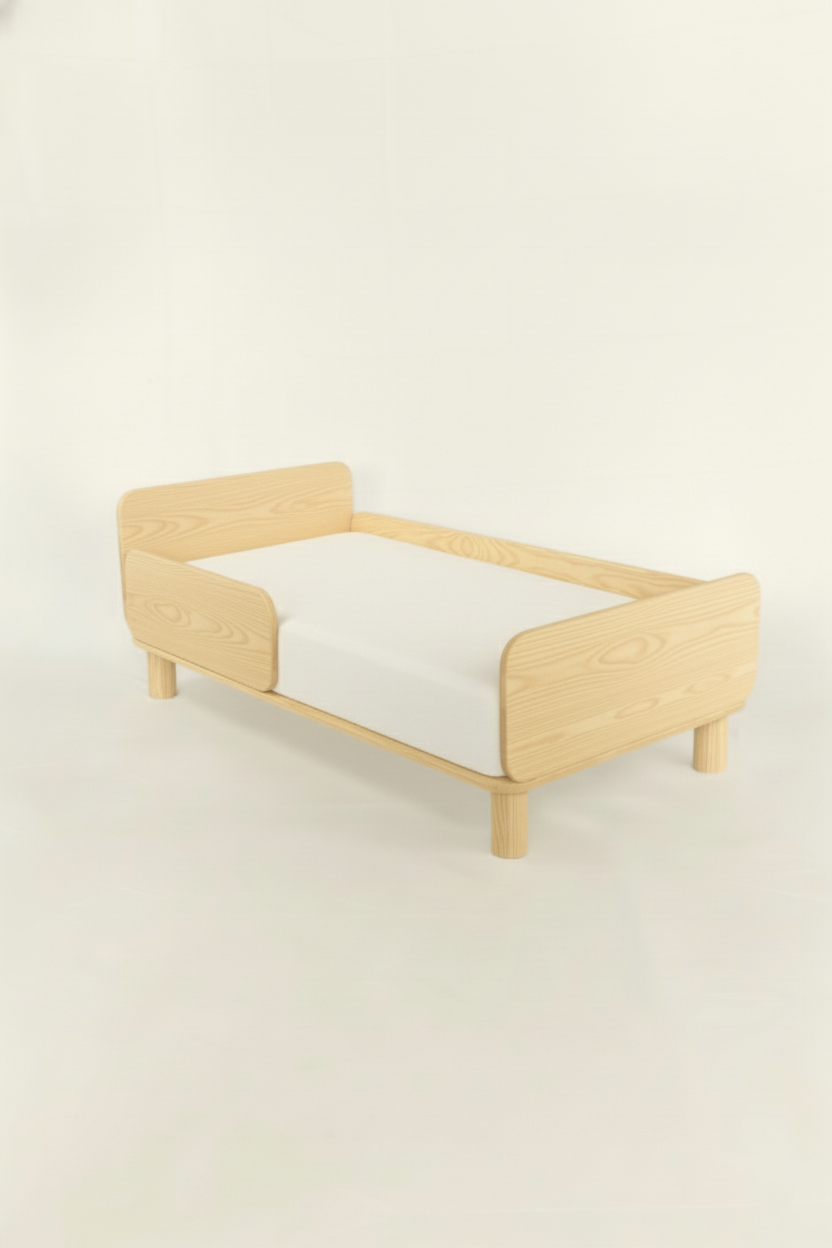 Minicama Montessori Mimoa madera natural accesorios