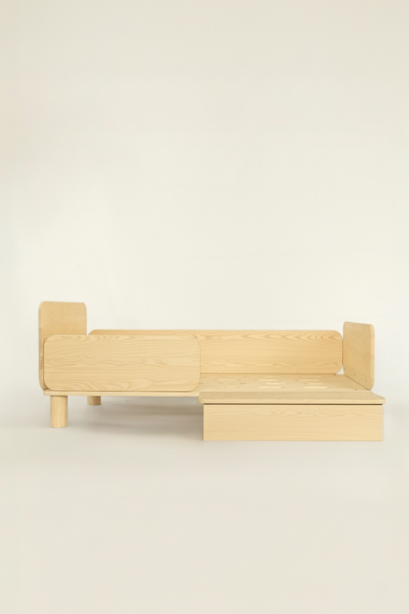 Cama junior Montessori Nono madera natural habitación