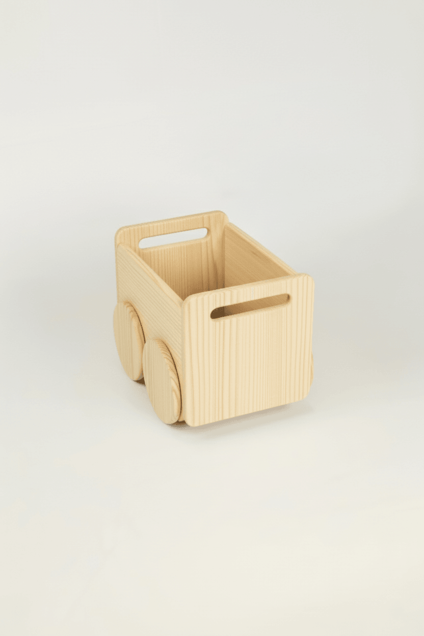 Carrito de juguetes Olaki madera natural primer plano