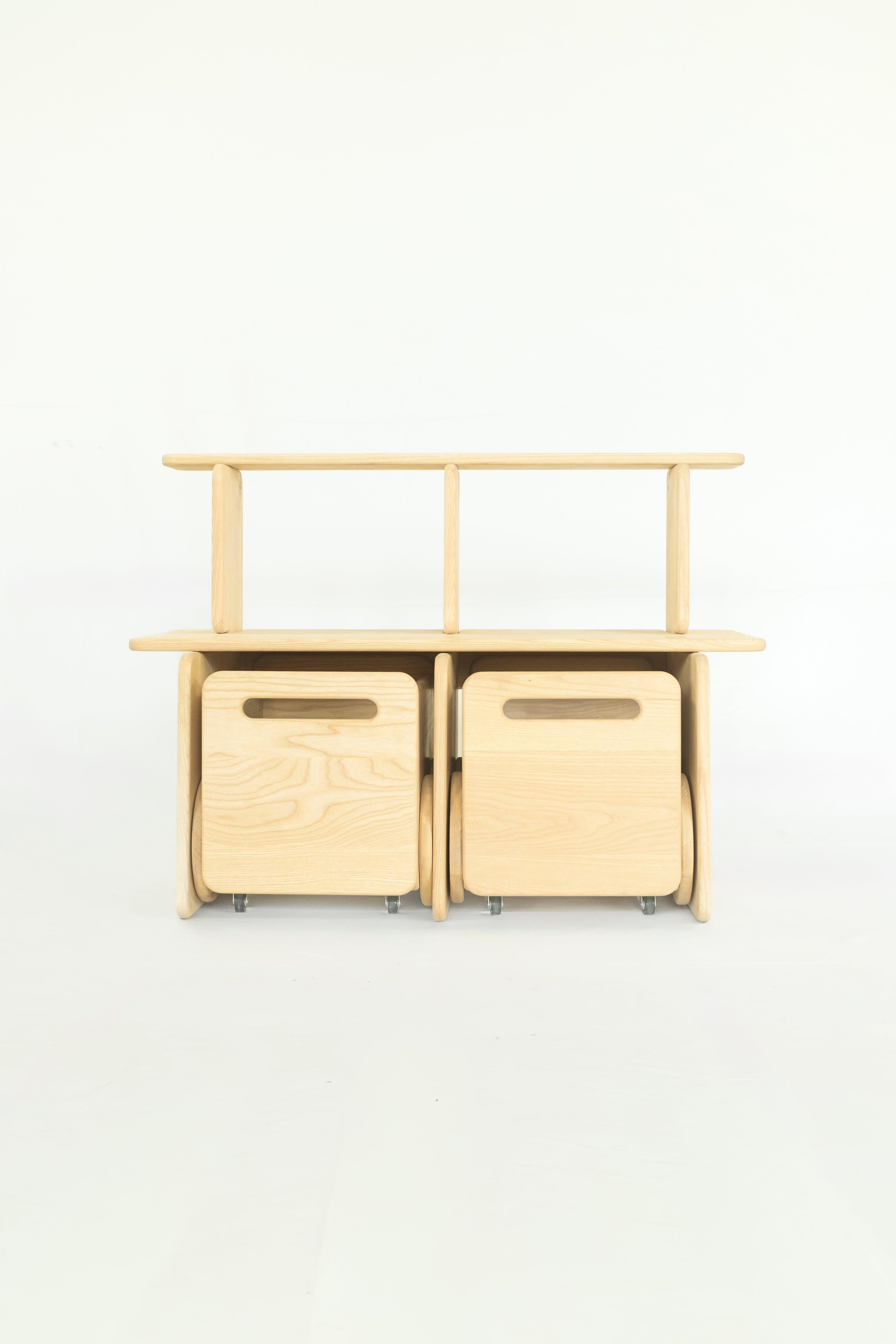 Estantería infantil Pombi madera natural vista trasera